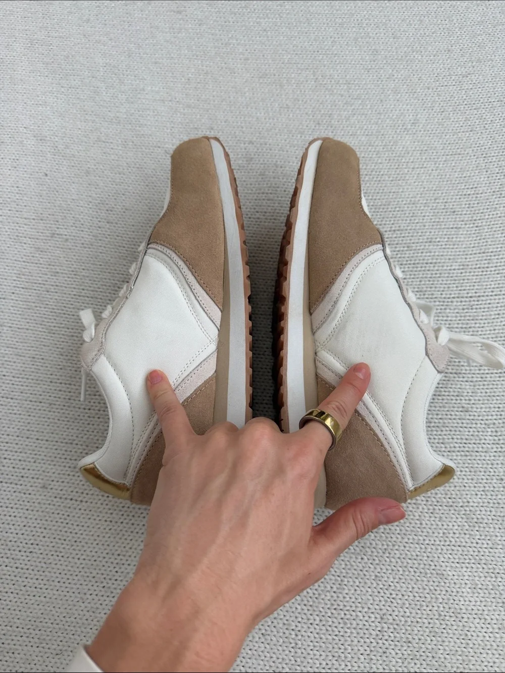 J Crew Cream/Tan Suede Sneakers Size 9